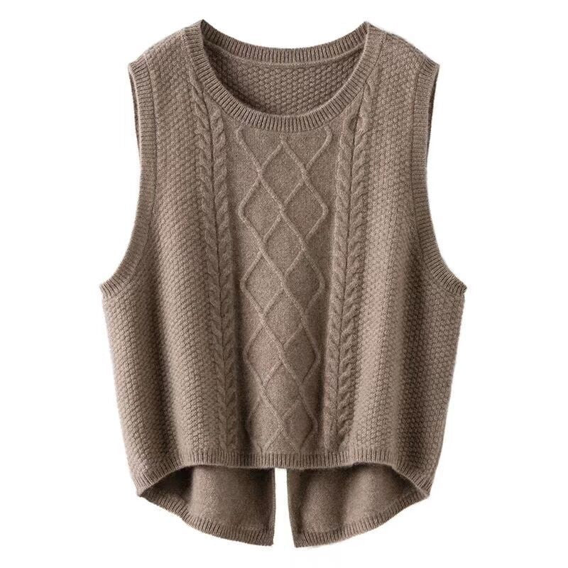 Women's Knitted Vest Sleeveless Cable Knit Modern Style