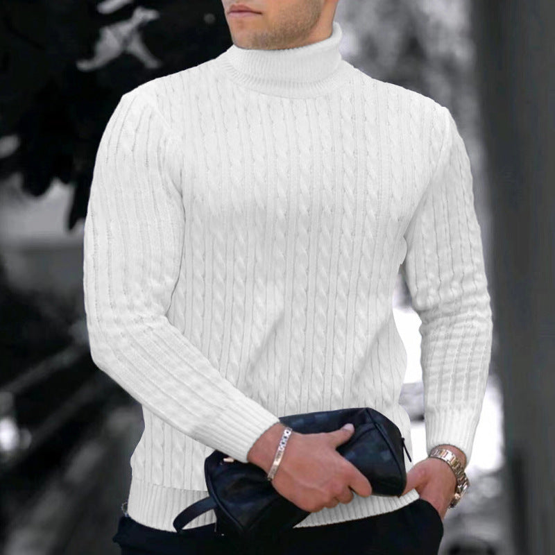 Men's Turtleneck Sweater Elegant Cable Knit Design