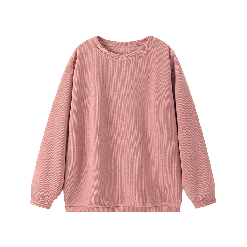 Ribbed Knit Dress Comfortable Round Neck Long Sleeves