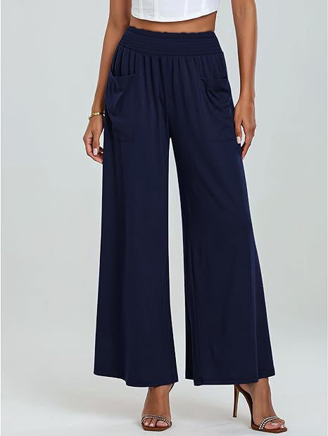 Women's Palazzo Trousers Wide Comfortable Elastic