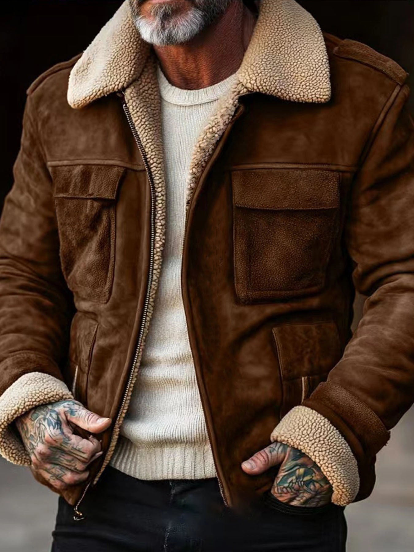 Men's Shearling Jacket Elegant Design