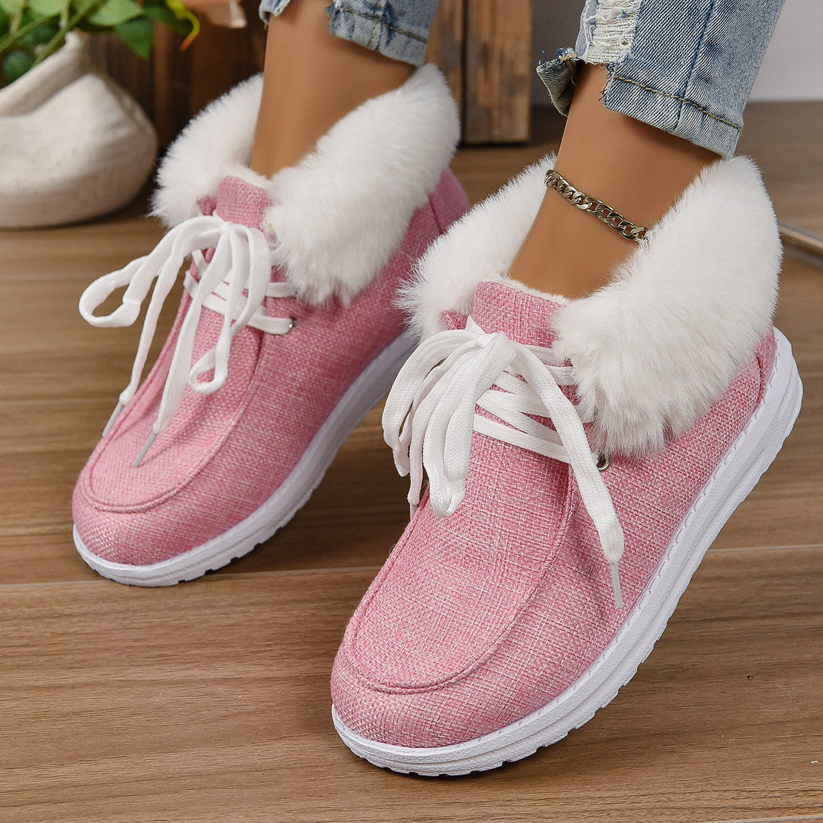 Women's Sneakers Comfortable Plush Collar Non-Slip