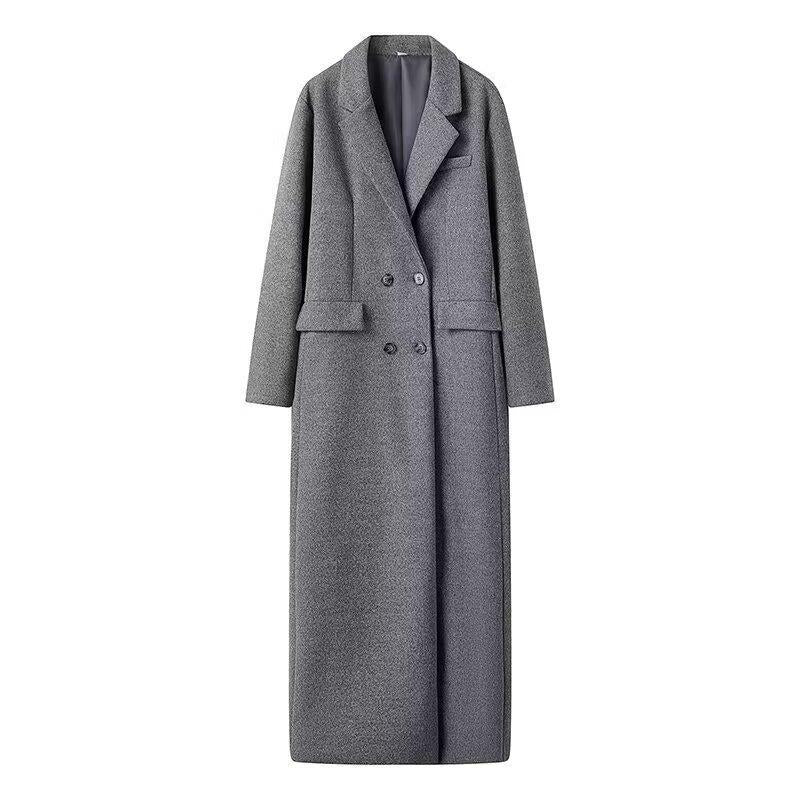 Damen Wollmantel Elegant Langärmlig Doppelreiher - IdealeKleiden