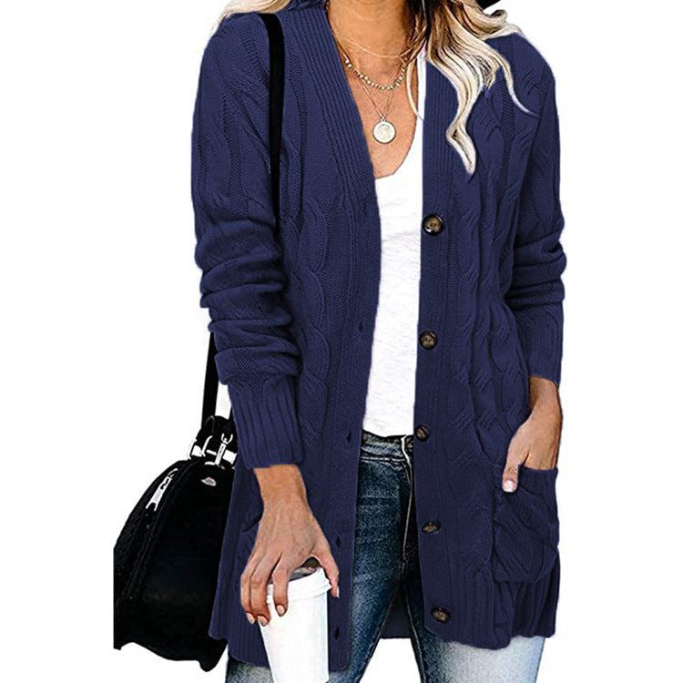 Women's Cable Knit Cardigan with Pockets