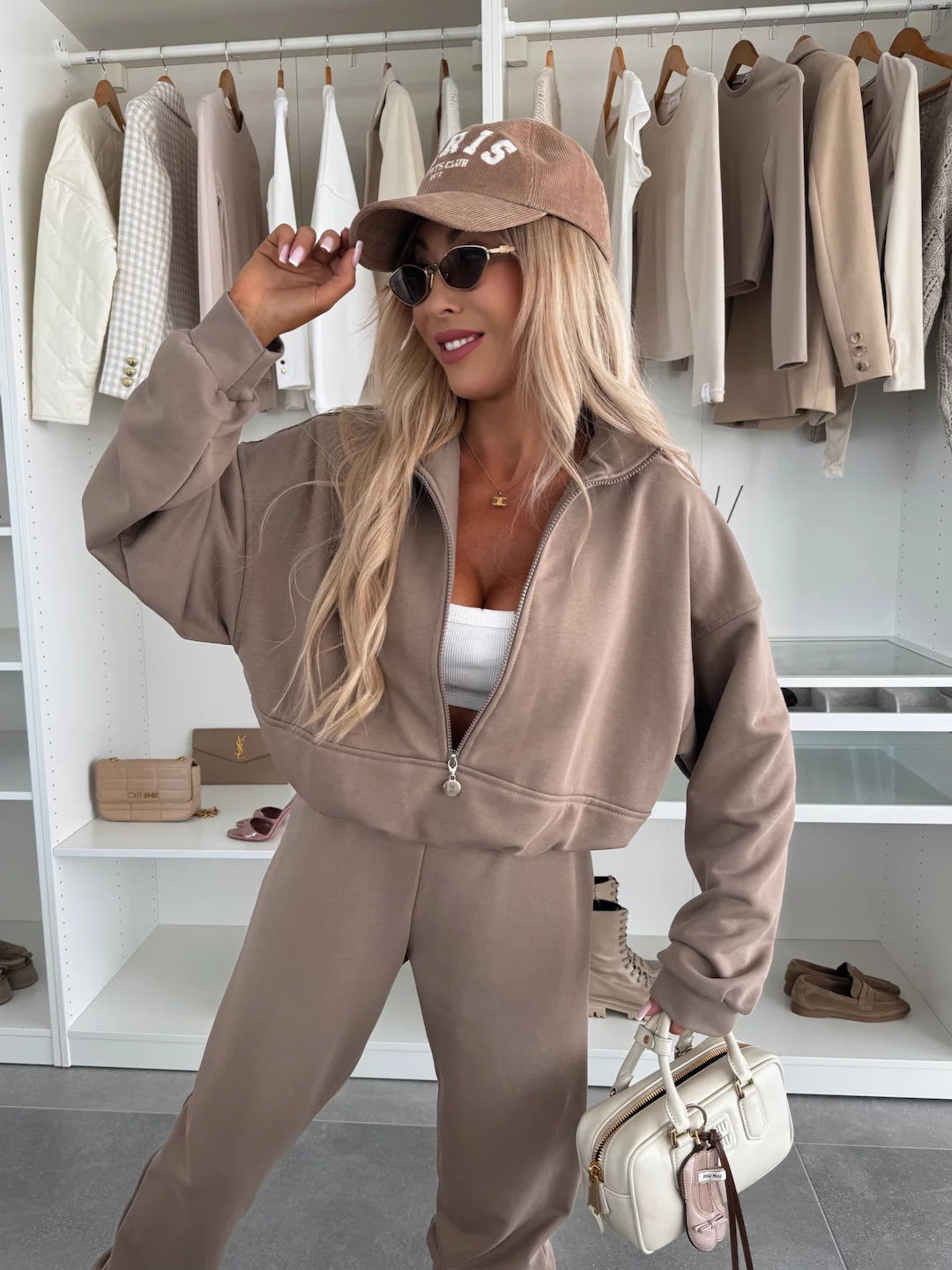 Women's Leisure Suit Comfortable High Collar Pockets