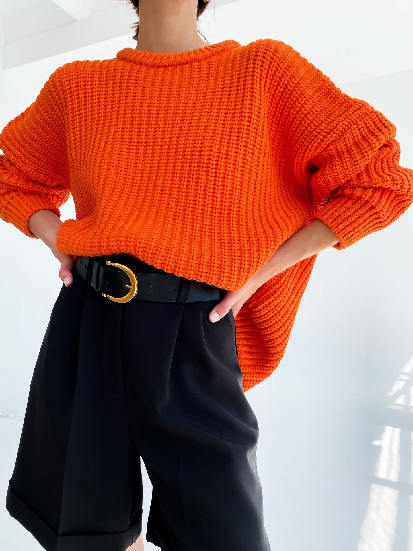 Large Cardigan Rib Knit Relaxed Design