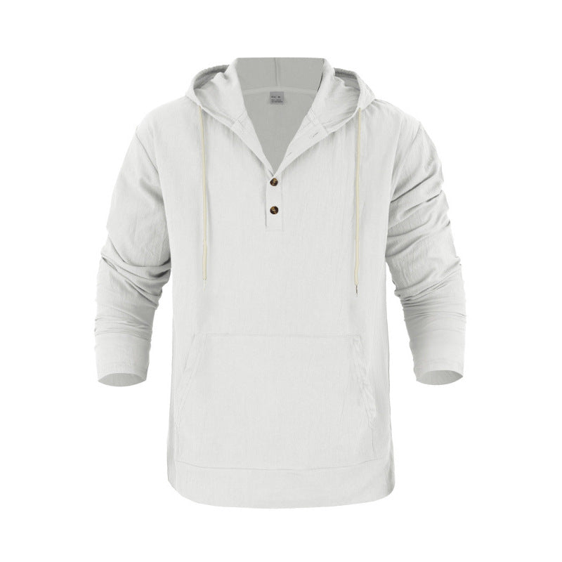 Men's Hoodie With Pockets And Buttons