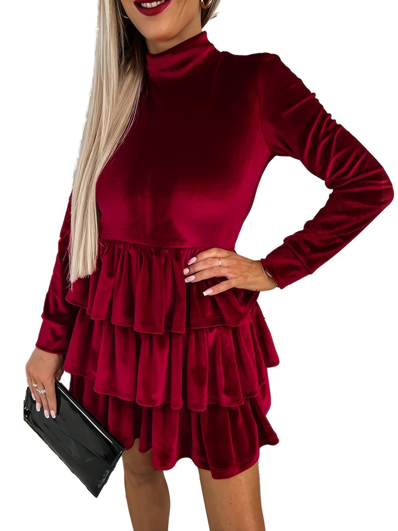 Women's Scarf Elegant Ruffle Velvet Evening Dress
