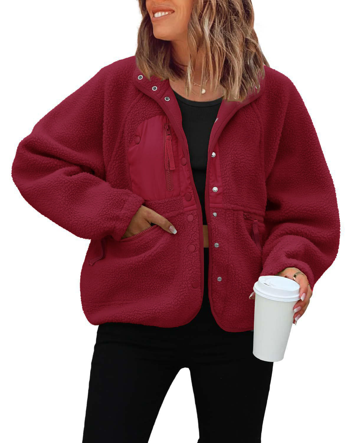 Women's Fleece Jacket Soft and Warm with Pockets