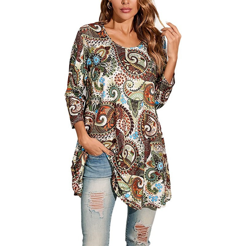 Women's Tunic Mandala Print Summer Dress Elegant