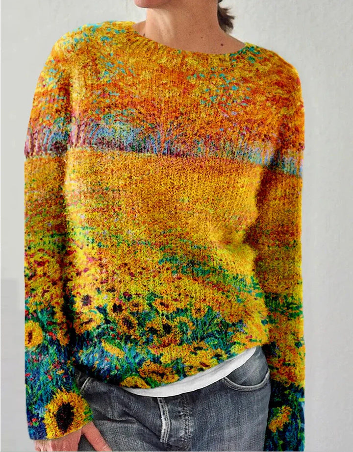 Stylischer Damenpullover Blumenmuster