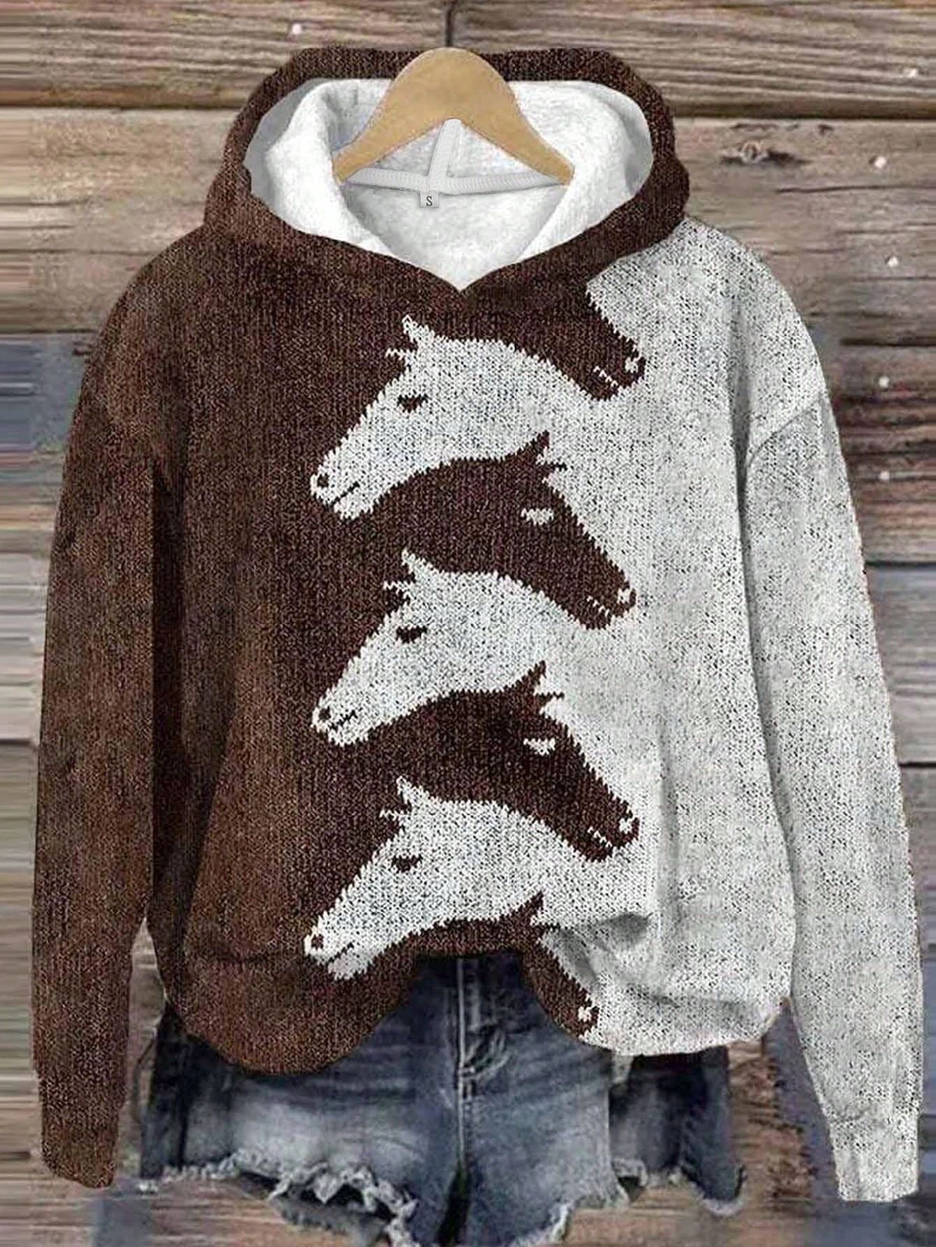 Women's Hoodie Horse Design Comfortable Oversized