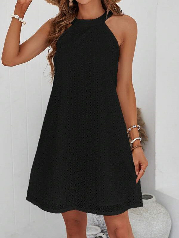 Sommerkleid Damen Leicht locker mit Lochdesign