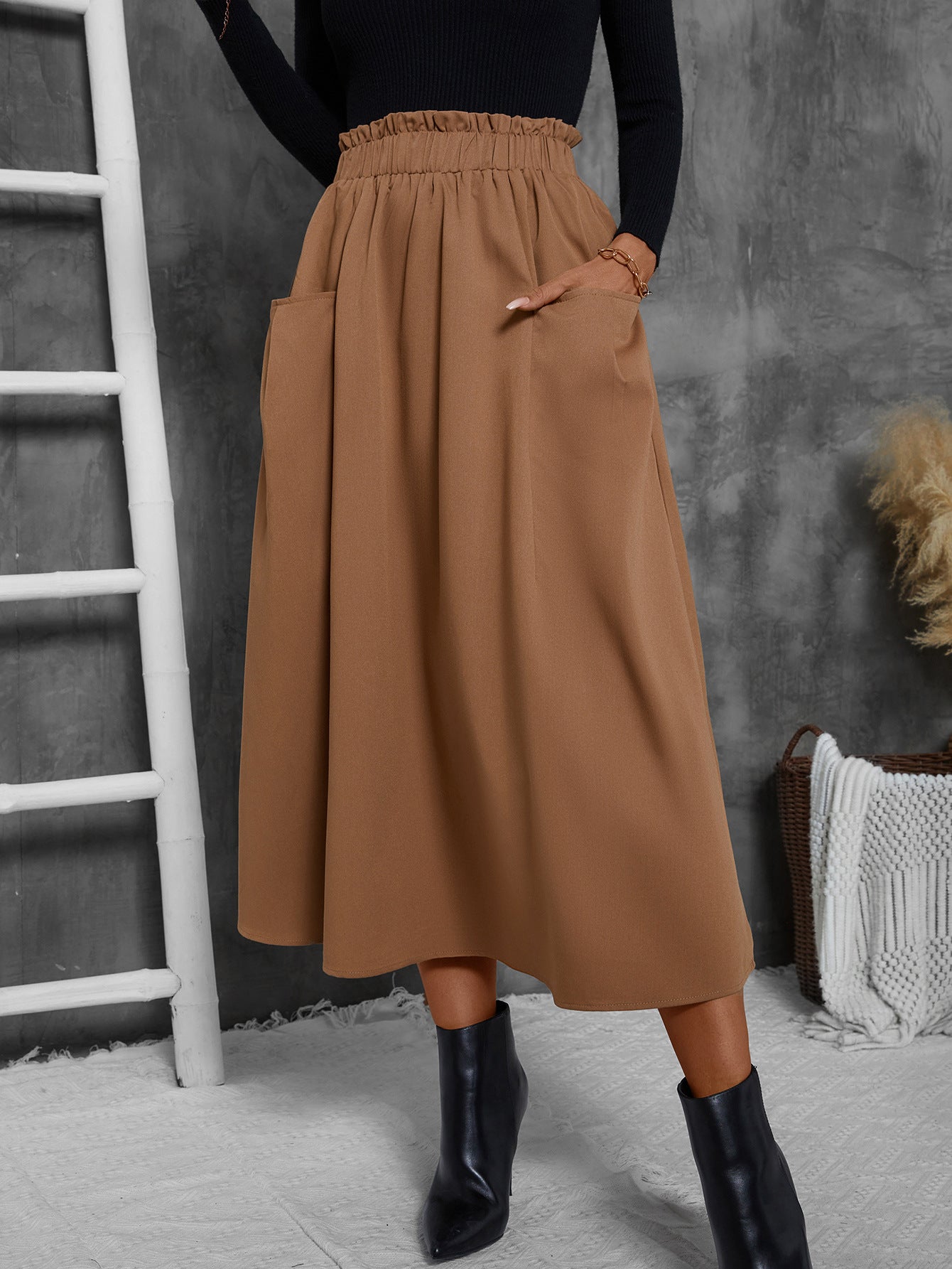 Women's Midi Skirt, Lightweight Summer Skirt with Pockets