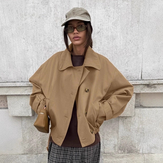 Damen Oversized Jacke Lässig Großzügig Mit Taschen - IdealeKleiden