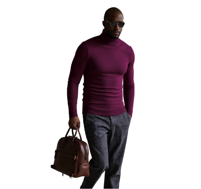 Men's Turtleneck Sweater Finely Structured Elegant Design