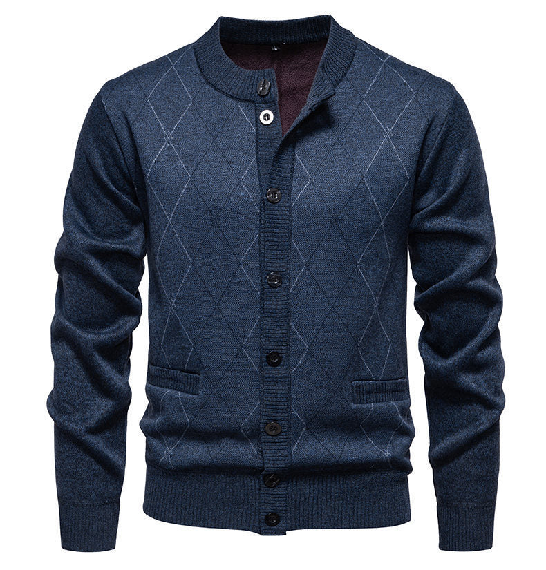 Men's Cardigan Modern Diamond Pattern Elegant