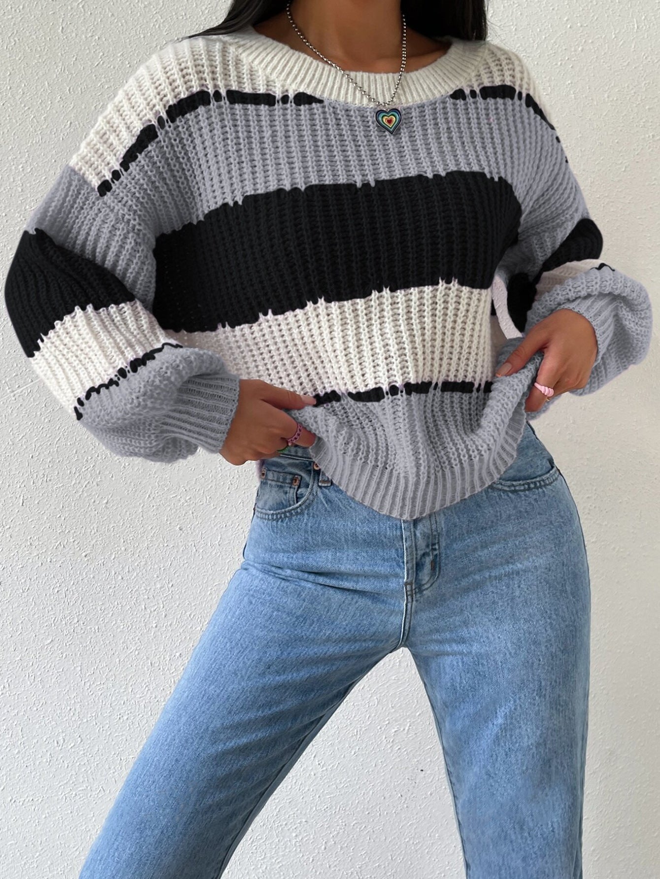 Oversized Long-Sleeve Knit Sweater