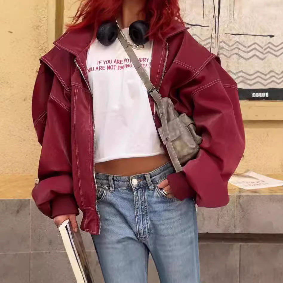 Women's Leather Jacket Trendy Cut Modern Design