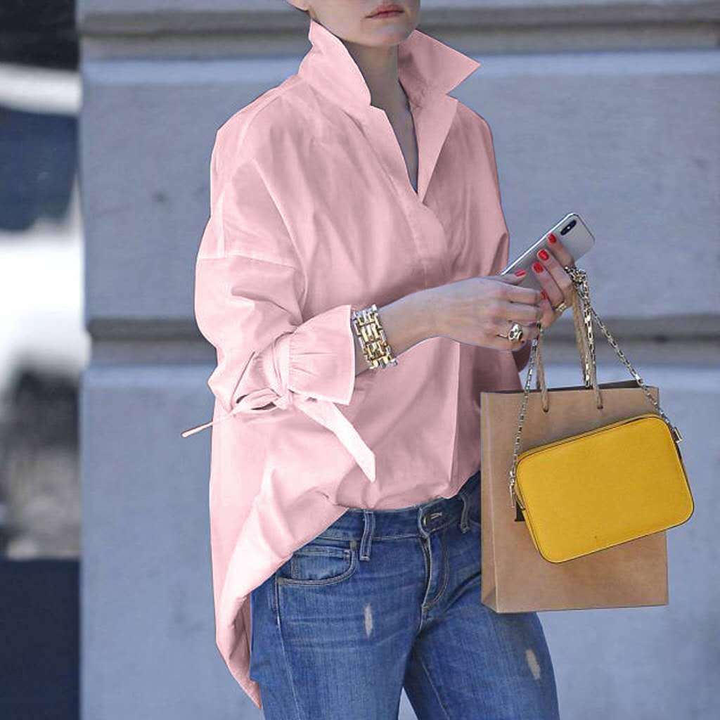 Women's Oversized Blouse Lace Tie Sleeves