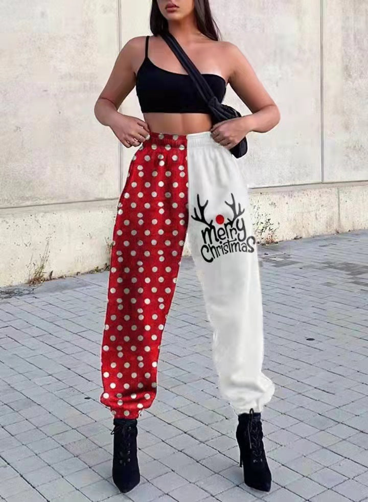 Women's Trousers Snowman Pattern Wintery