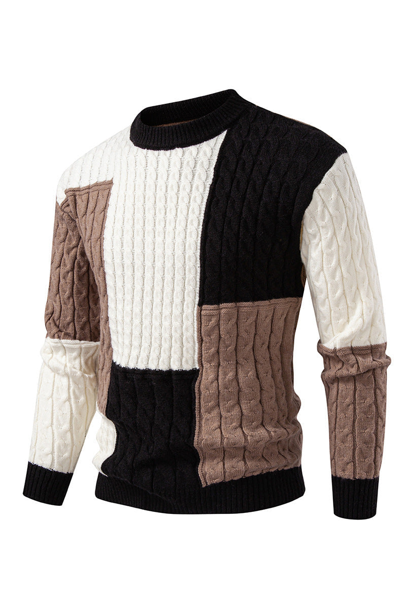 Stylish Men's Pullover Color Block Design