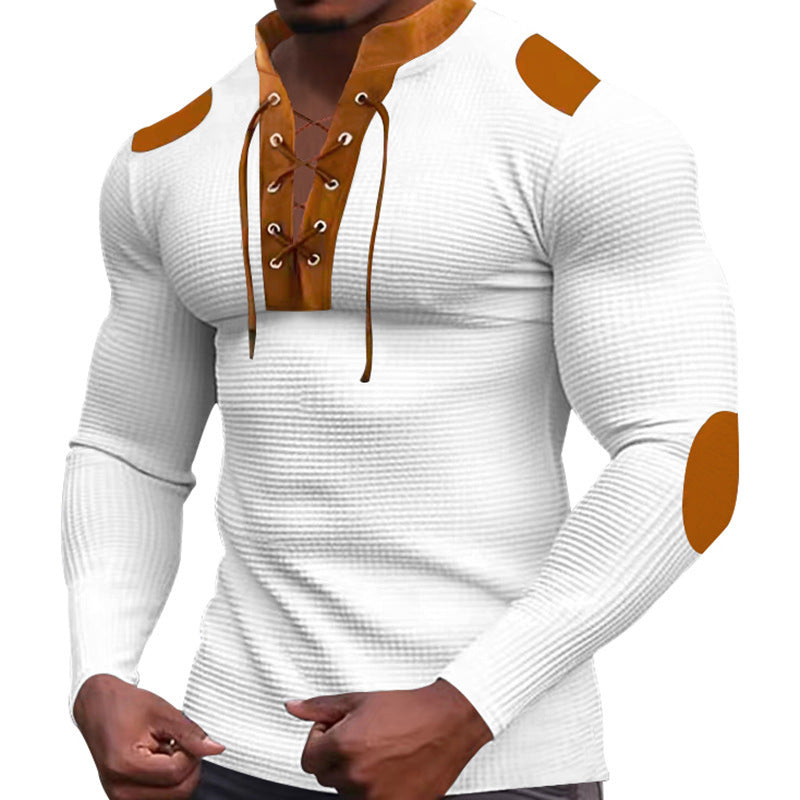 Men's Long-Sleeve Structured Modern Lace-Up Design