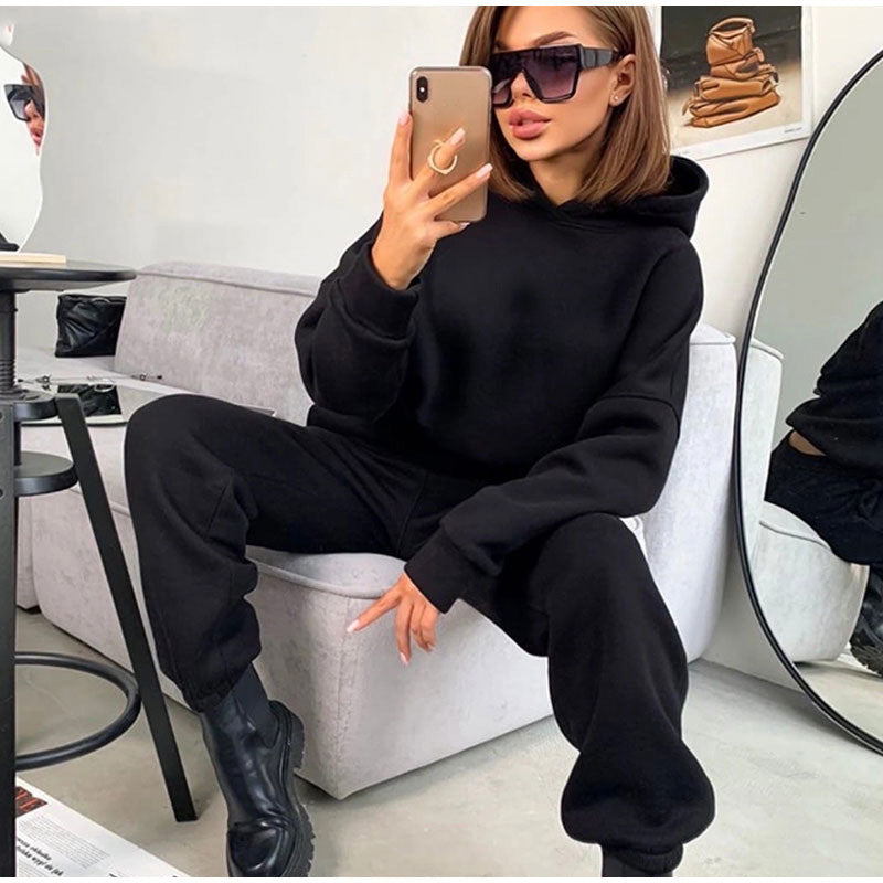Women's Jogging Suit Set Hooded Elastic Comfortable