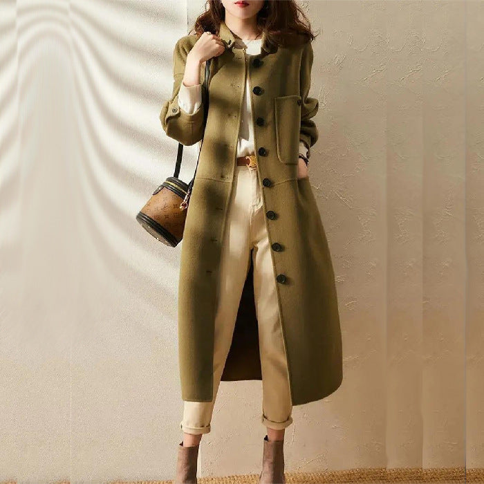 Women's A-line Coat Elegant Button Closure