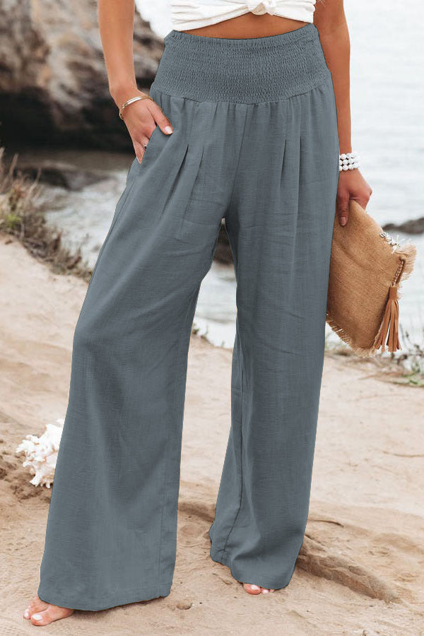 Damen Leinenhose Bequem Weit Geschnitten Sommerhosentyp