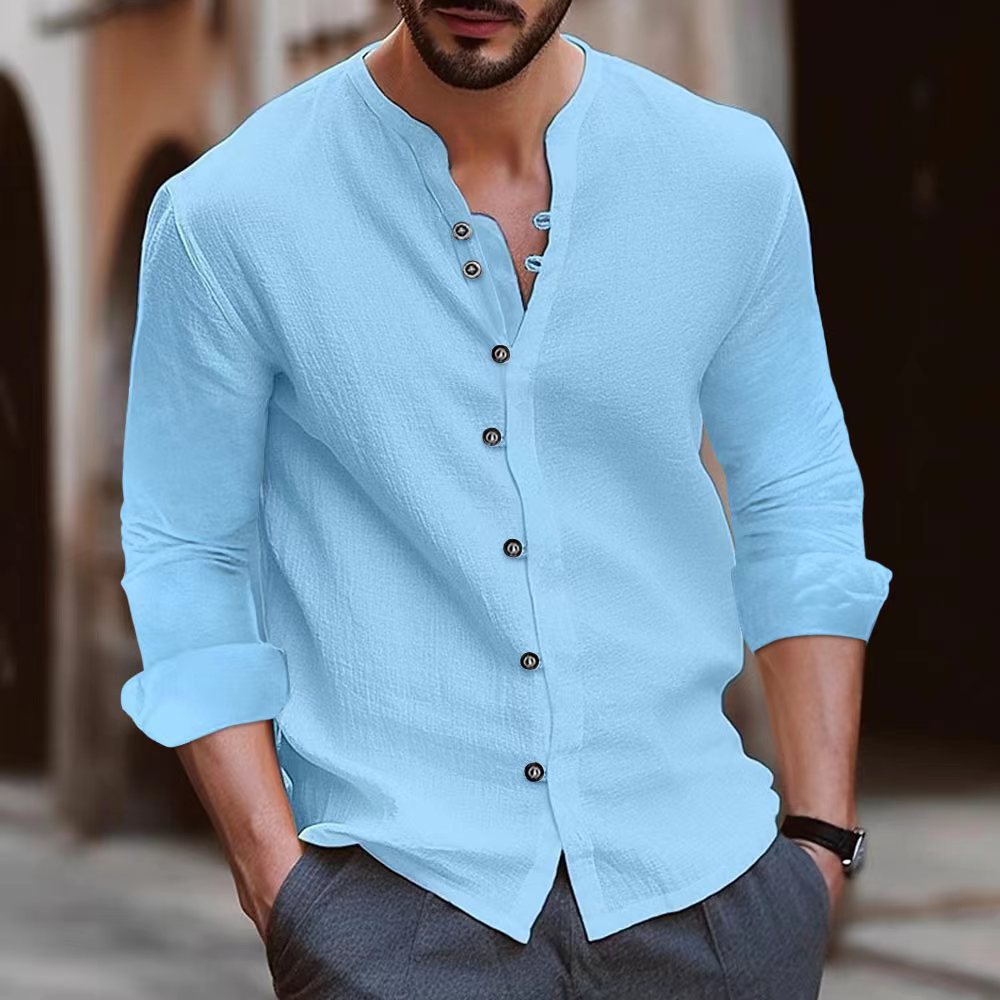 Men's Shirt Elegant Button Placket Structured Design