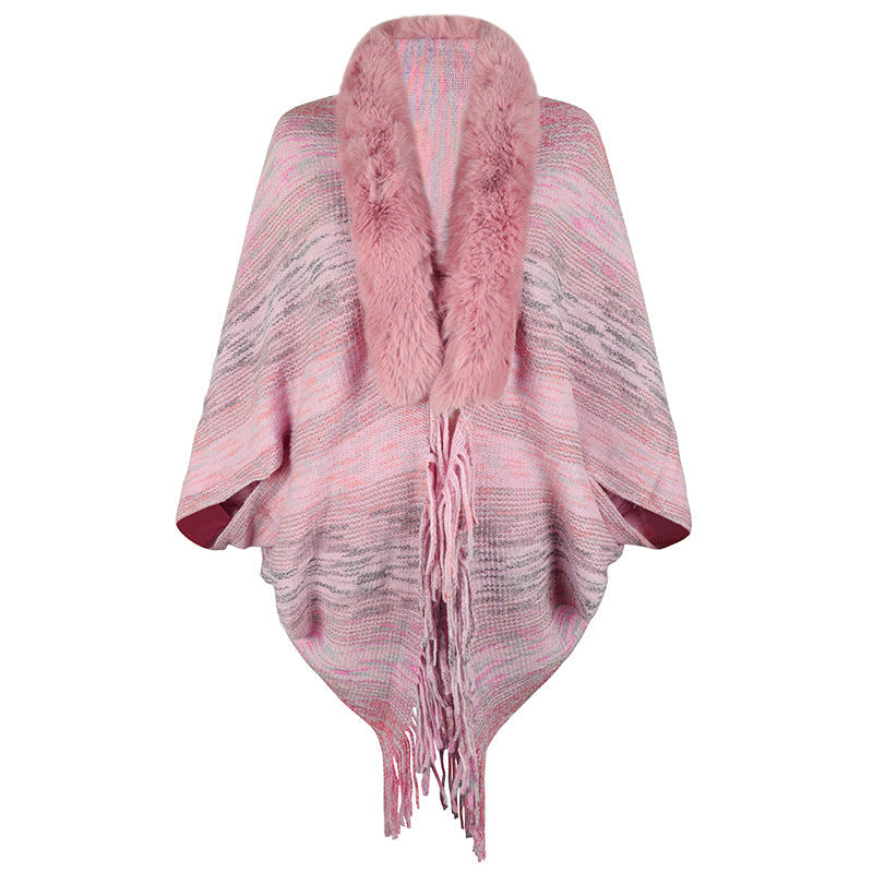 Women's Poncho Elegant Faux Fur Collar Women's Coat