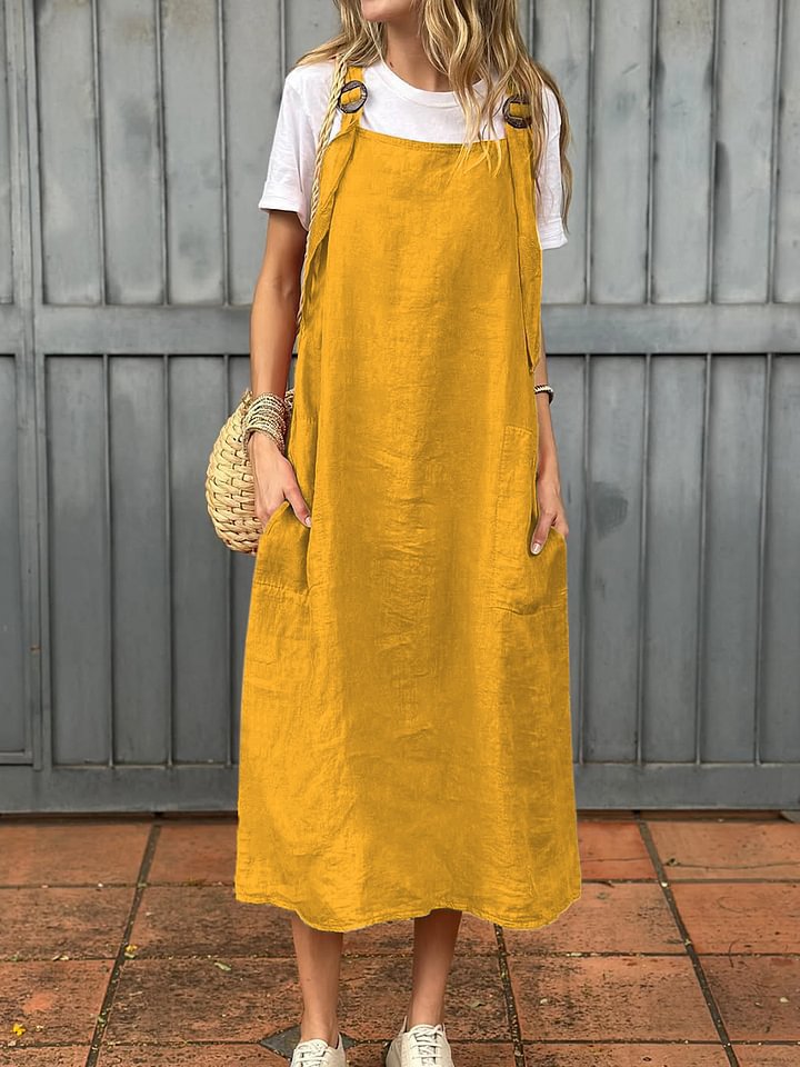 Women's Linen Summer Dress Comfortable with Pockets