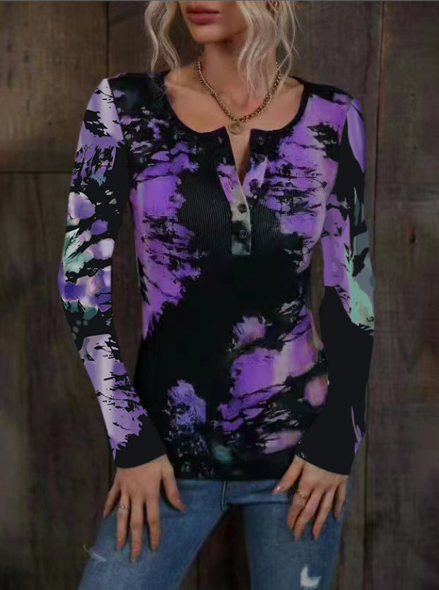 Women's Long-Sleeve Shirt Colorful Gradient Trendy