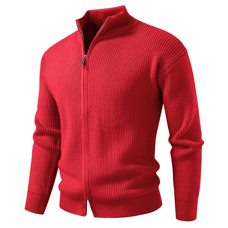 Herren Strickjacke Hochkragen Moderner Reißverschluss
