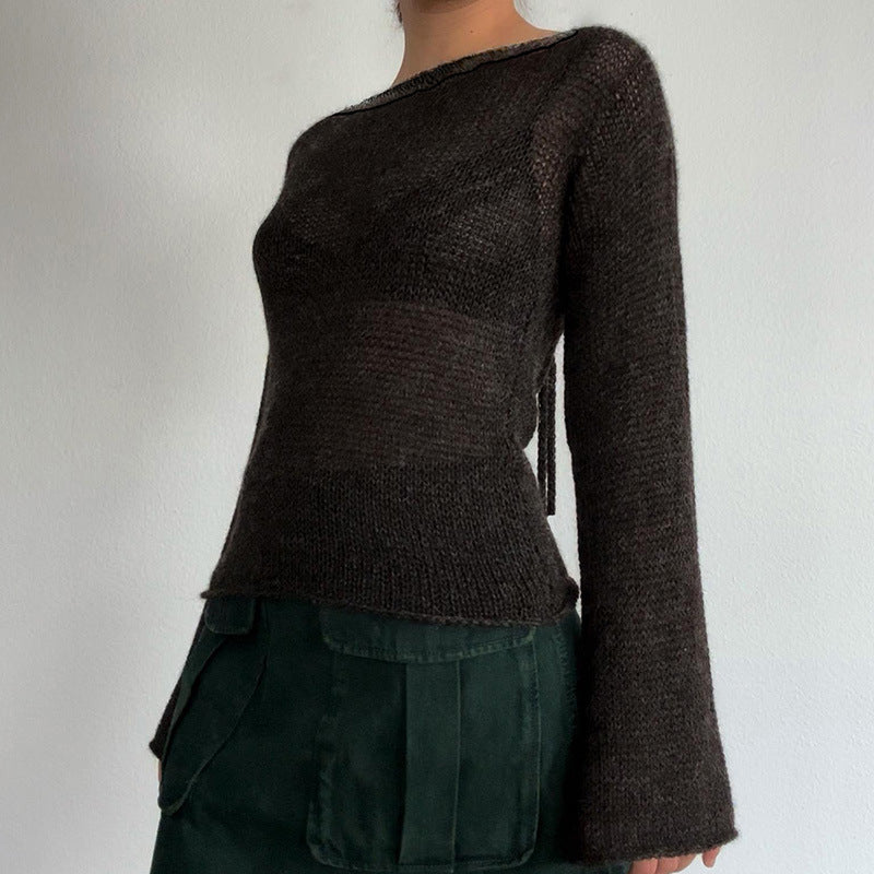 Elegant Women's Knitted Sweaters with Lace Detail
