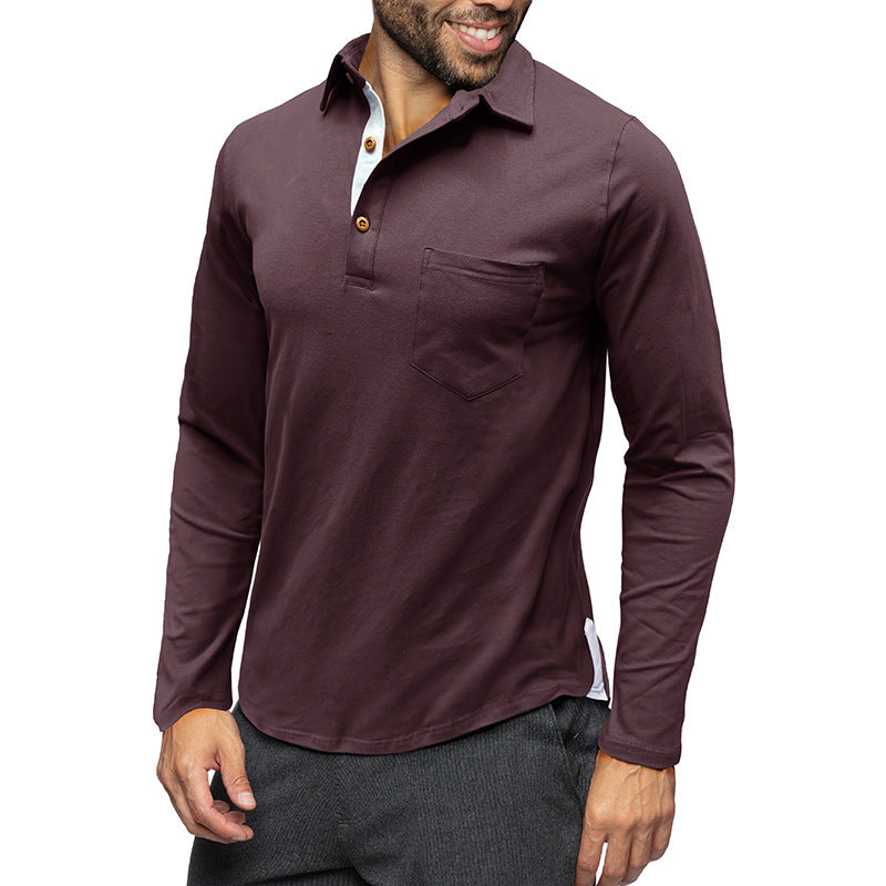 Slim-fit cotton long-sleeve shirt with chest pocket