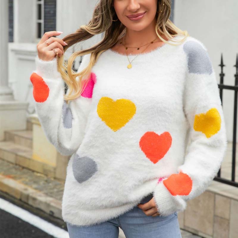 Women's Sweater with Heart Pattern