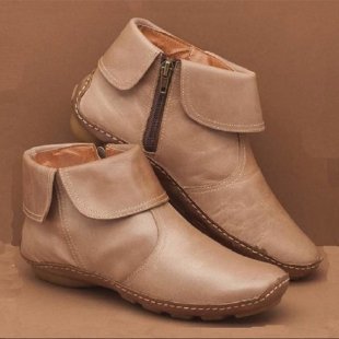 Women's Elegant Leather Ankle Boots Side Zipper