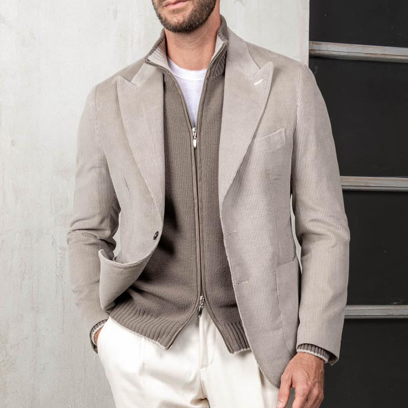 Herren Blazer Slim Fit Cord Klassisch Elegant - IdealeKleiden