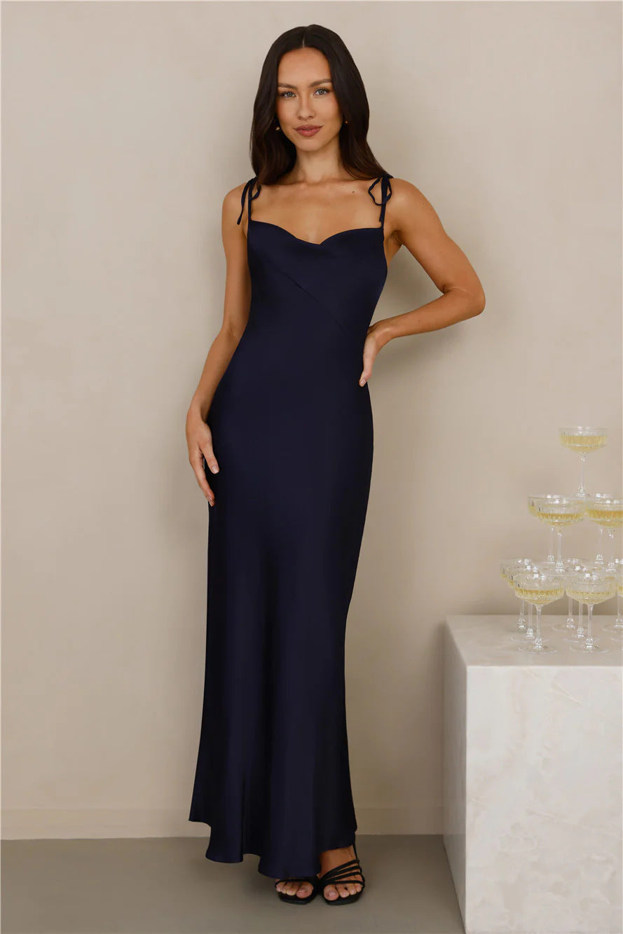 Women's Satin Dress Elegant Long Maxi Cut