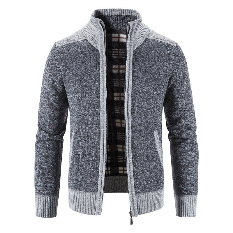 Men's Cardigan Modern Stand-up Collar Textured Look