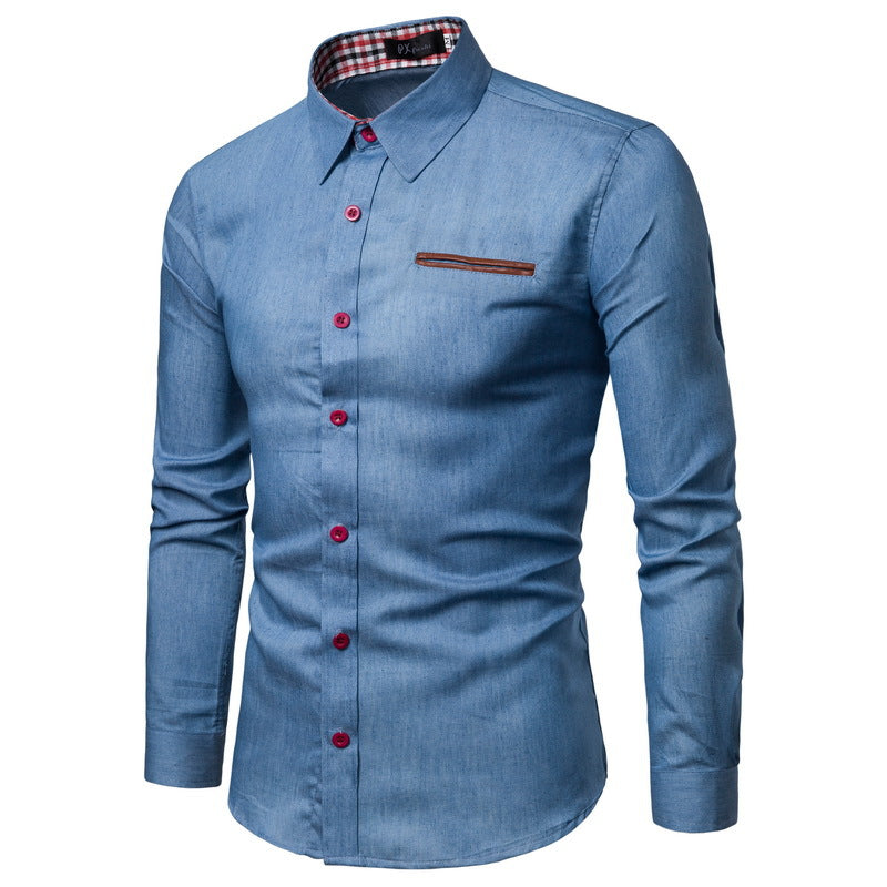 Men's Denim Shirt Classic Modern Contrast