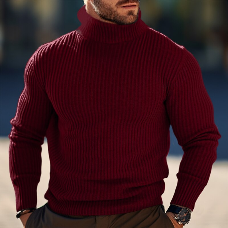 Men's Sweater Knit Modern Stand-Up Collar Design