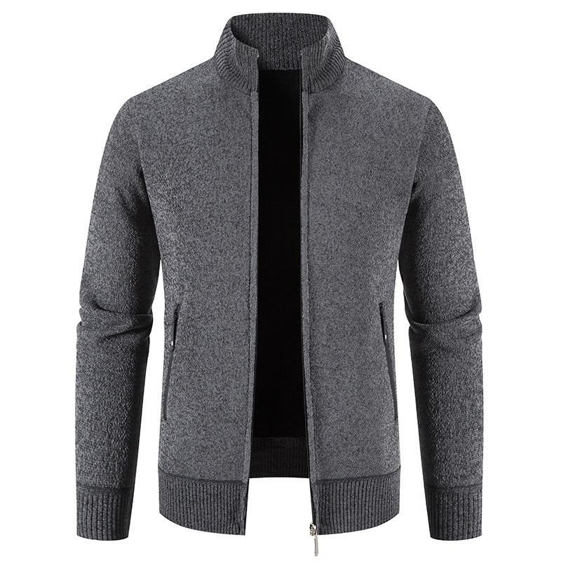Men's Cardigan Elegant High Collar Zipper Pockets