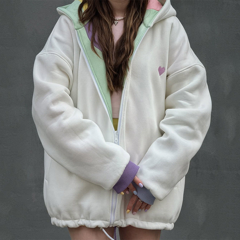 Women's Oversized Jacket Wave Pattern Trendy Hood
