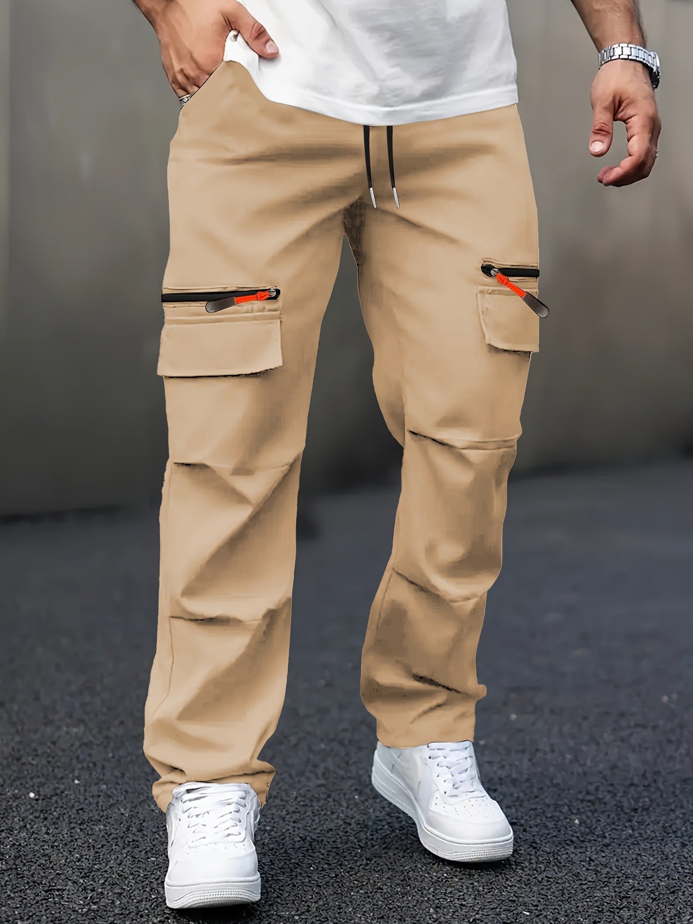 Men's Cargo Pants Comfortable Elastic Large Pockets