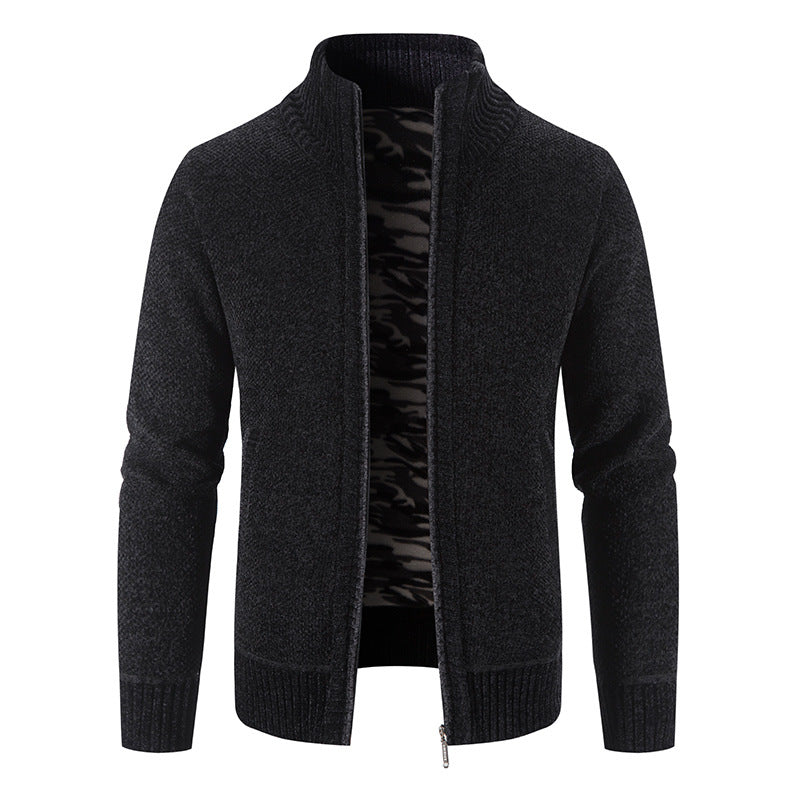 Men's Cardigan High Collar Practical Zipper Pockets