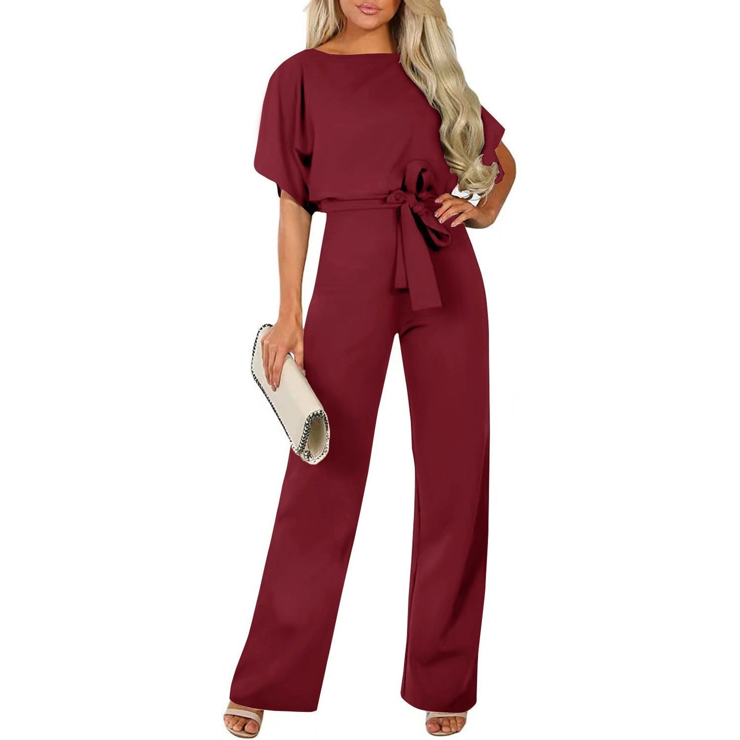 Elegant Women's Jumpsuit Long Sleeve Slim Belt
