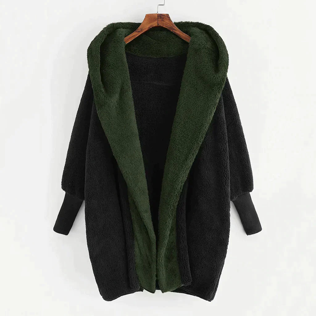 Soft Women's Cardigan Coat with Hood and Loose Fit